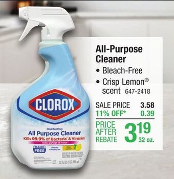 Menards Clorox crisp lemon disinfecting all-purpose cleaner - 32 oz offer