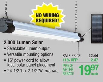 Menards Smart electrician 2000 lumen 24 solar shop light offer