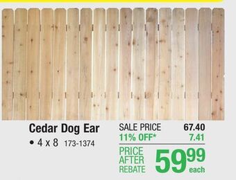Menards 4 x 8 cedar dog ear wood fence panel offer