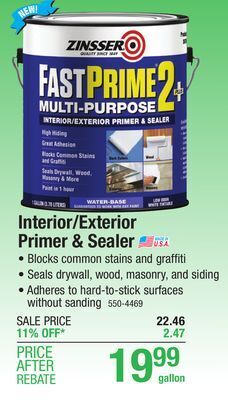 Menards Zinsser fastprime 2+ multi-purpose sealer & primer - 1 gal offer