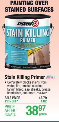 Menards Zinsser stain killing primer - 1 gal offer