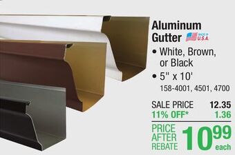 Menards Spectra metals 5 x 10' white k-style aluminum gutter offer