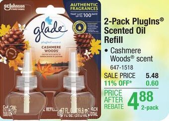 Menards Glade plugins cashmere woods plug-in air freshener refill - 2 count offer