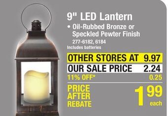 Menards 9 oil-rubbed bronze plastic led lantern offer