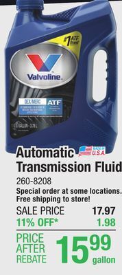 Menards Valvoline dex/merc automatic transmission fluid - 1 gallon offer