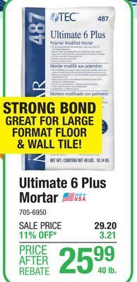 Menards Tec white ultimate 6 plus mortar 487 - 40 lb offer