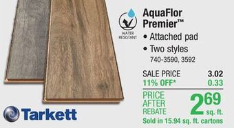 Menards Tarkett aquaflor premier harvest pecan 8-1/32 x 47-5/8 attached pad laminate flooring (15.94 sq.ft/ctn) offer