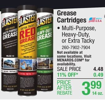 Menards B'laster pro-grade multi-purpose grease - 14 oz offer