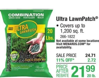 Menards Amturf ultra lawnpatch sun & shade mix grass seed - 20 lbs offer