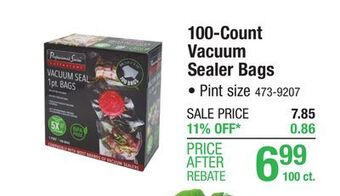 Menards Professional series 6 x 10 pint vacuum sealer bags offer