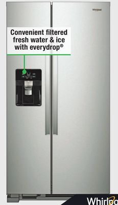 Menards Whirlpool 24.5 cu. ft. fingerprint resistant stainless steel side-by-side refrigerator offer
