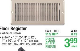 Menards Altus 2-1/4 x 10 white floor register offer