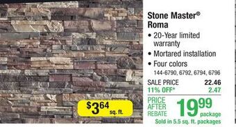 Menards Stone master grey-mix roma manufactured stone veneer siding (5.5 sq. ft.) offer