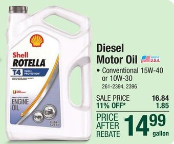 Menards Shell rotella t4 triple-protection 15w-40 diesel motor oil - 1 gallon offer