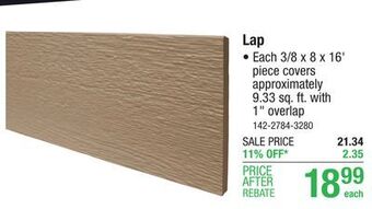 Menards Sherwin-williams prefinished 38 series 3/8 x 8 x 16' crimson red textured lap siding offer