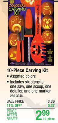 Menards Pumpkin pro colossal carving kit - 10 piece - assorted colors offer