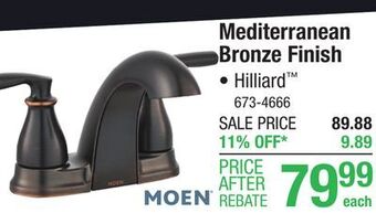 Menards Moen hilliard two-handle 4 centerset mediterranean bronze bathroom faucet offer