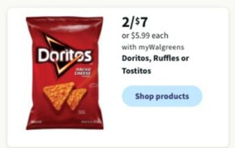 Walgreens Doritos, ruffles or tostitos offer