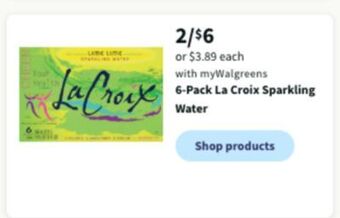 Walgreens 6-pack la croix sparkling water offer