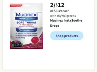 Walgreens Mucinex instasoothe drops offer