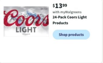 Walgreens 24-pack coors light products offer
