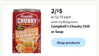 Walgreens Campbell's chunky chili or soup offer