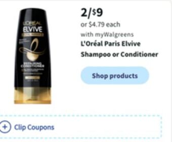 Walgreens L'oréal paris elvive shampoo or conditioner offer
