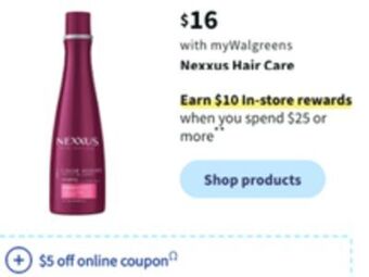 Walgreens Nexxus hair care offer