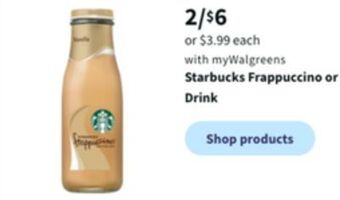 Walgreens Starbucks frappuccino or drink offer