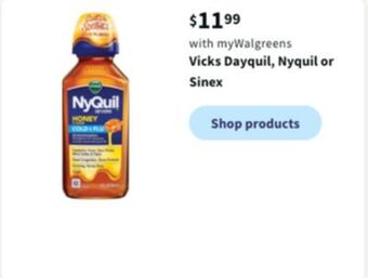 Walgreens Vicks dayquil, nyquil or sinex offer