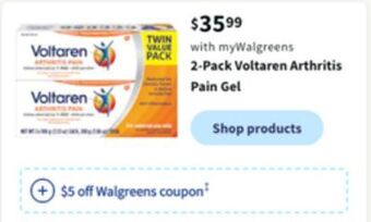 Walgreens 2-pack voltaren arthritis pain gel offer