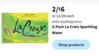 Walgreens 6-pack la croix sparkling water offer