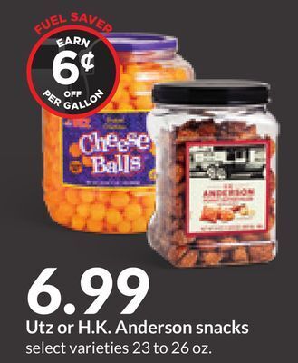 Hy-Vee Utz or h. k. anderson snacks offer