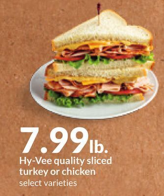 Hy-Vee Hy-vee quality sliced turkey or chicken offer