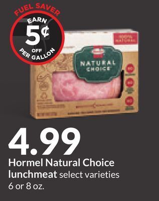 Hy-Vee Hormel natural choice lunchmeat offer