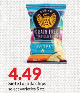 Hy-Vee Siete tortilla chips offer