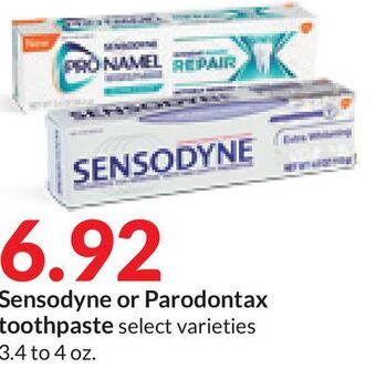 Hy-Vee Sensodyne or parodontax toothpaste offer