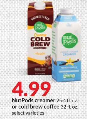 Hy-Vee Nutpods creamer 25.4 fl. oz. or cold brew coffee 32 fl. oz offer