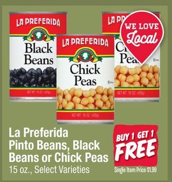 Jewel-Osco La preferida pinto beans, black beans or chick peas offer