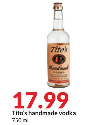 Hy-Vee Tito's handmade vodka offer