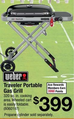 Ace Hardware Weber traveler portable gas grill offer