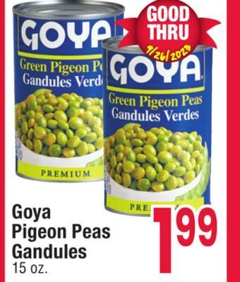 Jewel-Osco Goya pigeon peas gandules offer