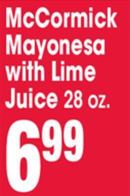 Jewel-Osco Mccormick mayonesa with lime juice offer