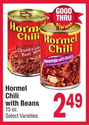 Jewel-Osco Hormel chili with beans offer