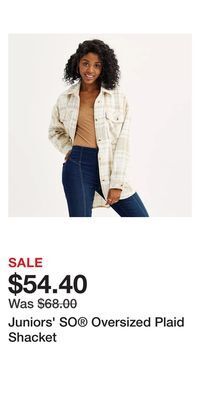 Kohl's Juniors' so oversized plaid shacket offer