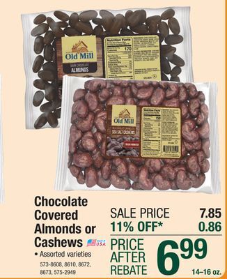 Menards Old mill chocolate almonds - 16 oz offer