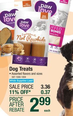 Menards Pawlove peanut butter happy hooves dog chew - 2 pk offer