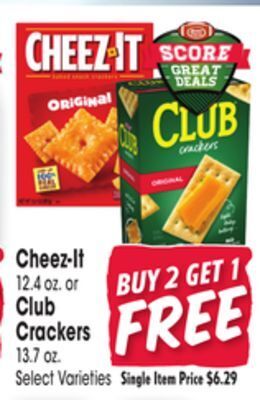 Jewel-Osco Cheez-it 12.4 oz. or club crackers 13.7 oz offer