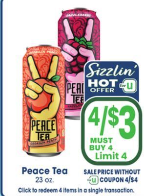 Jewel-Osco Peace tea offer
