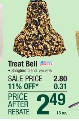 Menards Kaytee songbird treat bell bird seed cake - 13 oz offer